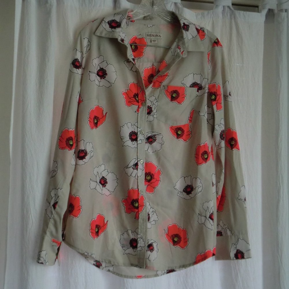 Merona Floral Collared Dress Shirt (Medium)